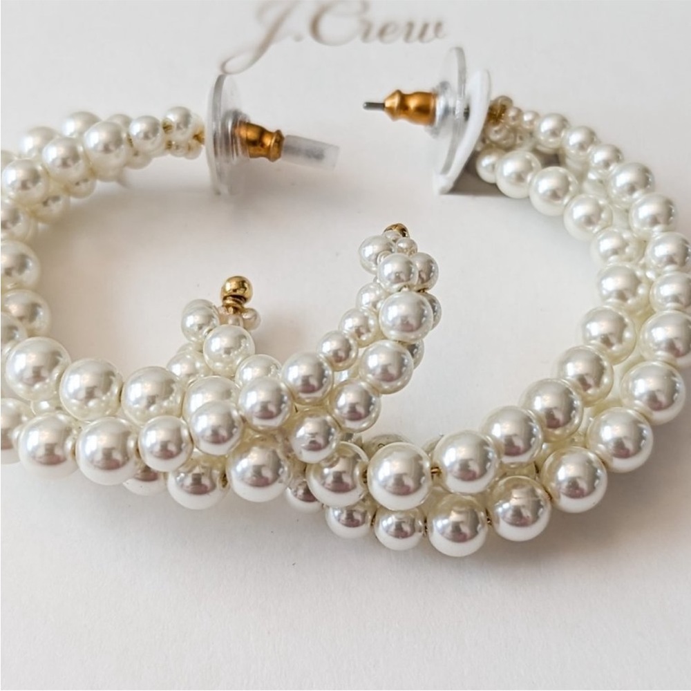 J. Crew Pearl Hoop Earrings